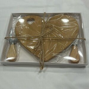 Proceeds go to Charity! Wood Heart Cheese Board with 2 cheese utensils